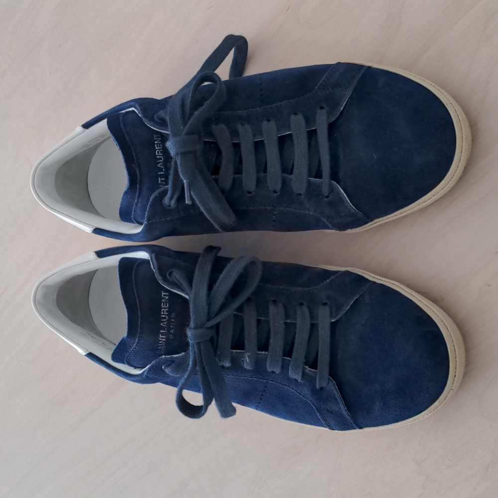 Saint Laurent Blue Suede Classic Court Sneakers